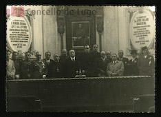 Acto de apertura de la exposicin del augafortista Manuel Castro Gil. Diputacin de Lugo. 1942