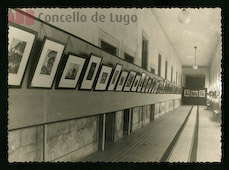 Aspecto parcial de la exposicin del aguafortista lucense Manuel Castro Gil, presentada en la Diputacin Provincial en 1942